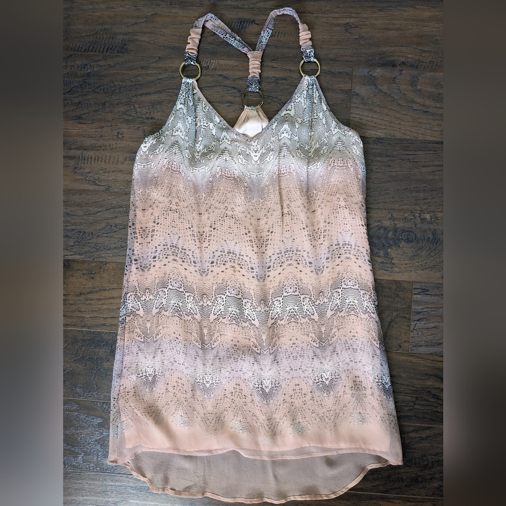 SILK DRESS, Snake Print, pink rose color V neck, light & soft